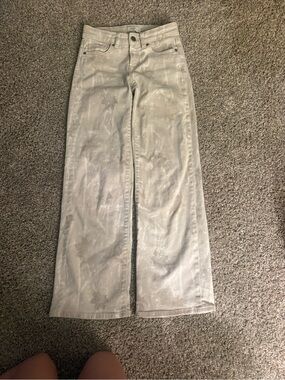 Kids' Light Gray Star-Print Wide Leg Jeans